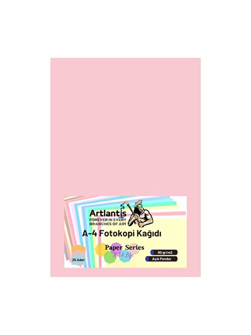 Artlantis A4 Renkli Fotokopi Kağıdı Açık Pembe 25'li 1 Paket 80  gr