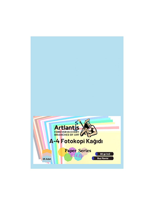 Artlantis A4 Renkli Fotokopi Kağıdı Buz Mavi 25'li 1 Paket 80  gr