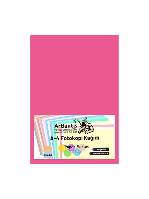 Artlantis A4 Fotokopi Kağıdı Fosforlu Pembe 25'li 1 Paket 80  gr