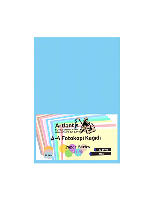 Artlantis A4 Fotokopi Kağıdı Mavi 25'li 1 Paket 80  gr