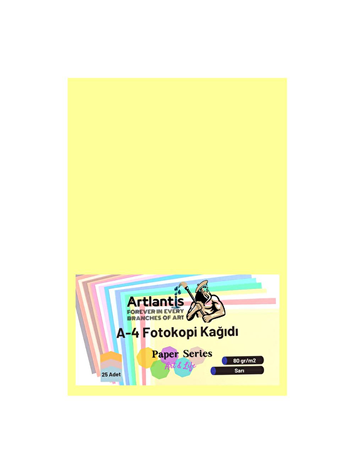 Artlantis A4 Fotokopi Kağıdı Sarı 25'li 1 Paket 80  gr