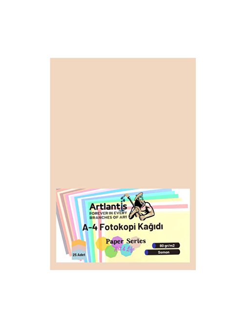 Artlantis A4 Fotokopi Kağıdı Somon 25'li 1 Paket 80  gr