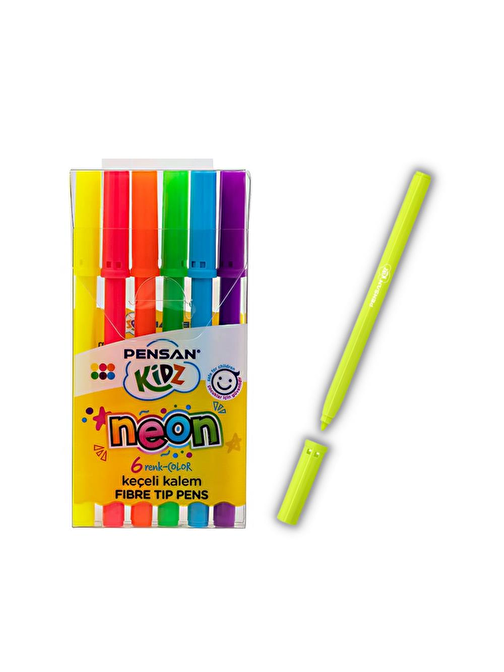 Pensan Keçeli Kalem 6'lı Neon Renkler Pensan Fosforlu Keçeli Kalem