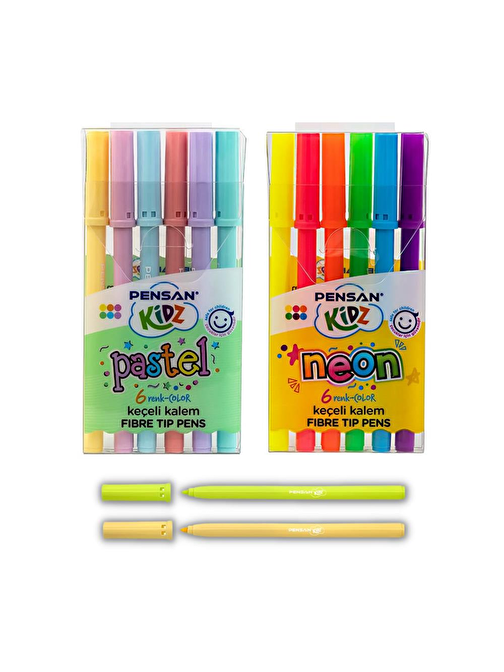 Pensan Keçeli Kalem 12 Lı Pastel Ve Neon Renkler Pensan Pastel ve Neon Keçeli Kalem