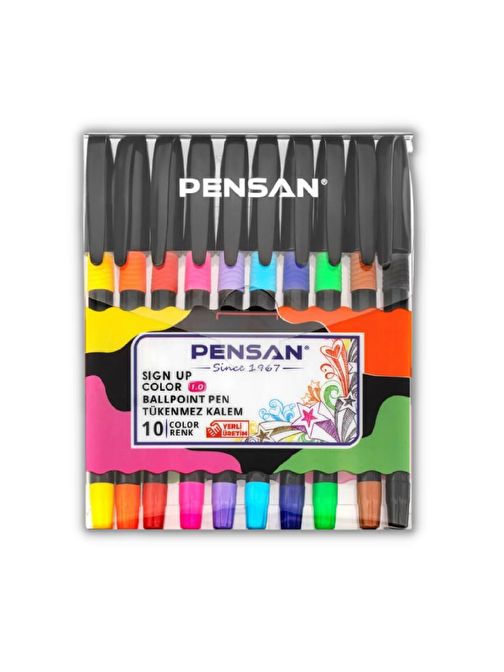 Pensan 10 Renk Sing Up Color 1 Paket Pensan Tükenmez Kalem Renkli