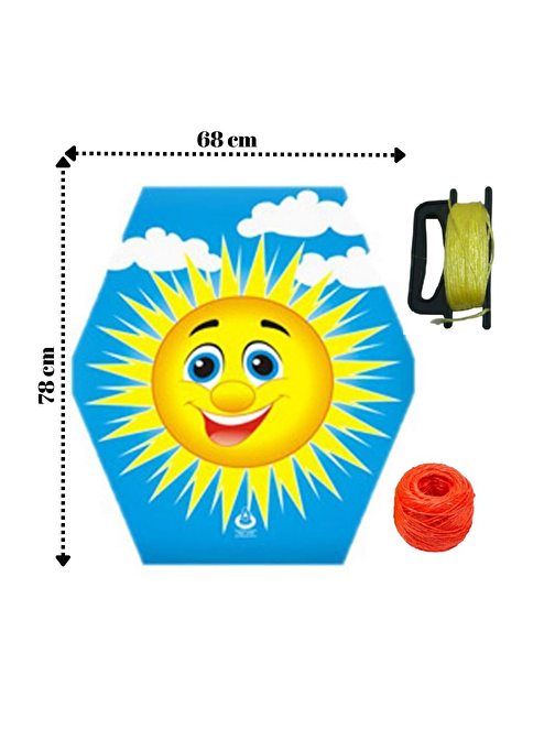 Uçurtma Çıtalı Güneş Modeli Yedek İpli 1 Adet Mavi Artlantis Çıtalı Uçurtma