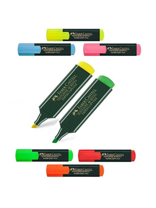 Faber-Castell Fosforlu Kalem Sarı Yeşil İşaret Kalem 1548 Texliner Tüm Renkler 2 Adet