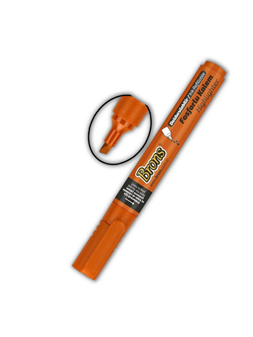 Brons Fosforlu Kalem Doldurulabilir İşaret Kalemi Fosforlu Kahverengi