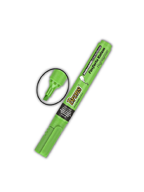 Brons Fosforlu Kalem Doldurulabilir İşaret Kalemi Fosforlu Yeşil