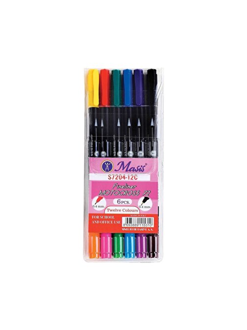 Masis 6 Renk Keçeli Kalem Soft Pen Masis Fineliner Softpen Kalem 6 Renk 0,4 mm
