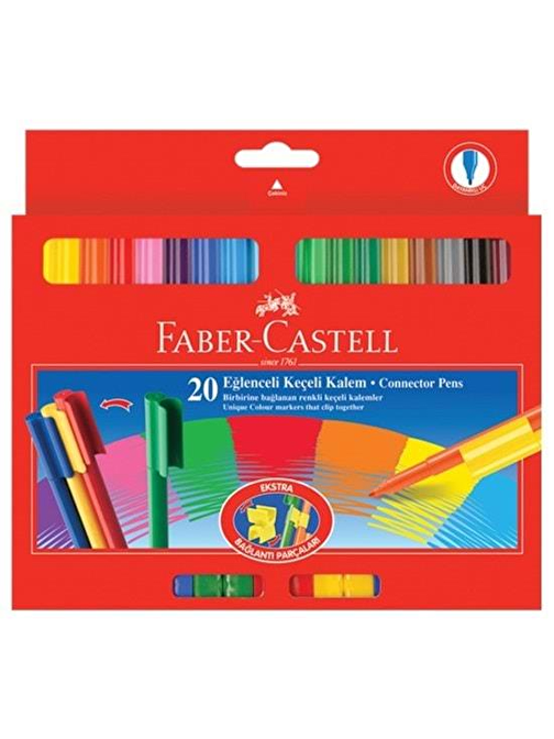 Faber-Castell Keçeli Kalem 20 lu Eğlenceli Yaratıcı Set Faber Castell 20 Renk Eğlenceli Keçeli Kalem Seti