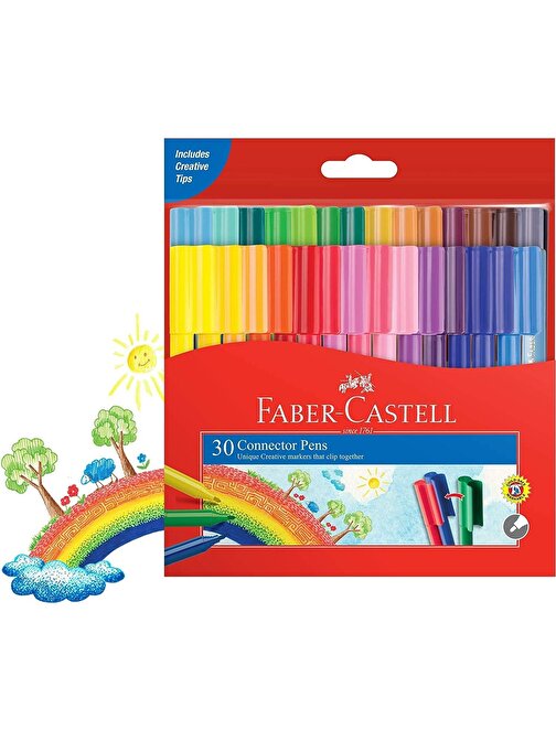 Faber-Castell Keçeli Kalem 30 lu Eğlenceli Yaratıcı Set Faber Castell 30 Renk Eğlenceli Keçeli Kalem Seti