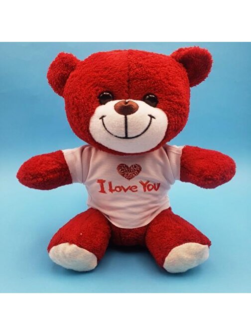 HİLALSHOP Kırmızı I Love You Peluş Ayıcık