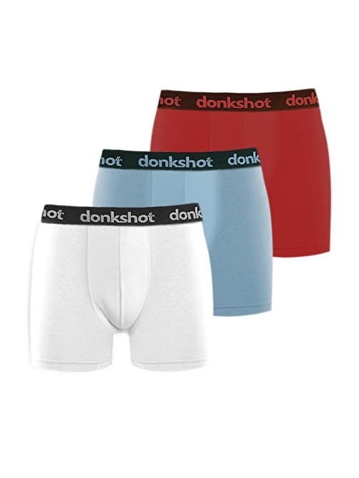 Donkshot Likralı Classic Boxer 3 lü 1101V1 (Mavi-Bordo-Beyaz)