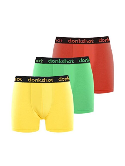 Donkshot Likralı Compact Classic Boxer 3 lü 1101V2 (Sarı-Yeşil-Kırmızı)