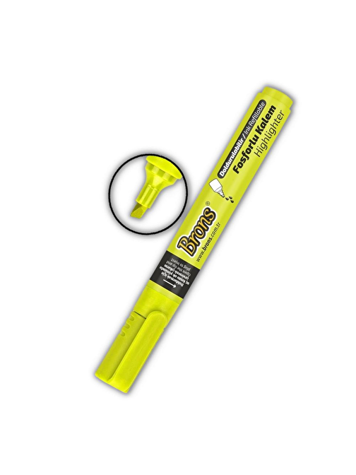 Brons Fosforlu Kalem Doldurulabilir İşaret Kalemi Fosforlu Sarı