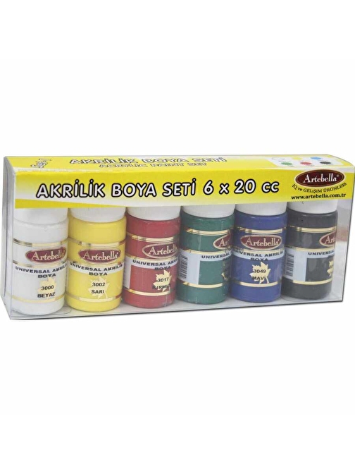 Artebella Su Bazlı Akrilik Artebella Universal Boya 20 Ml Şişe 6 Adet Abs30020