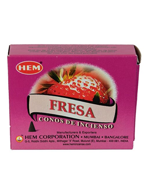 Hem Tütsü Çilek Kokulu 10 Konik Tütsü - Strawberry Fresa Incense Cones