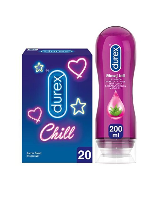 Durex Rezervuar Uçlu Kayganlaştırıcılı Ultra İnce İnce Klasik 20’li + Durex Play Kayganlaştırıcı & Masaj Jeli Aloe Vera, 200 ml Prezervatif