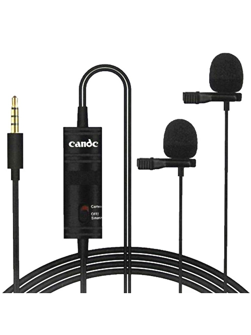 Candc DC-C2 Lavalier 3.5 mm Jack Kablolu Yaka Mikrofonu 2'li Siyah