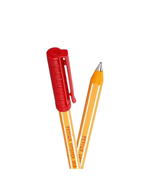 Pensan Kırmızı Tükenmez Kalem Ofispen 1010 Çizgili 60 Adet Pensan Büro Kalemi 60 Adet