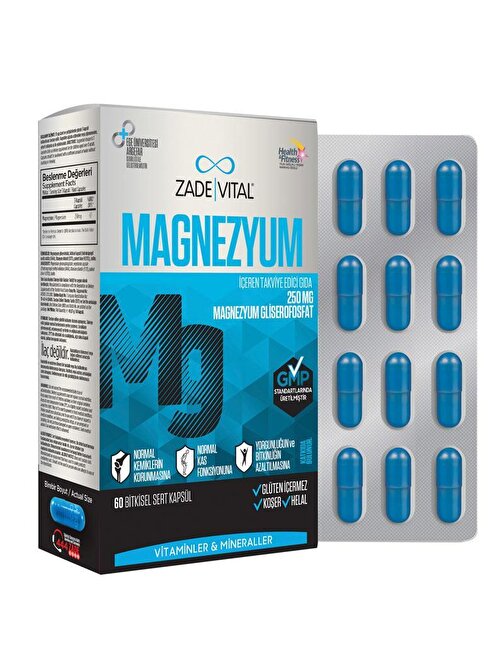 Zade Vital Magnesium 250 Mg 60 Adet