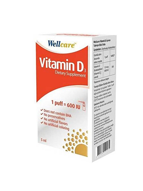 Wellcare Vitamin D3 600 Iu 5 Ml Sprey