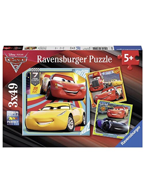 Ravensburger 080151 Disney Cars 3 Çocuk Puzzle 3x49 Parça 5+ Yaş