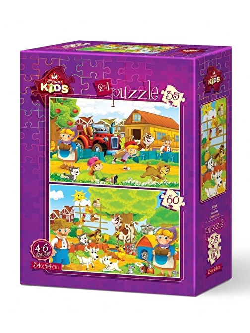 Art Puzzle Çiftlik Hayatı Ve Çiftlik Hayvanları 35+60 Parça Puzzle