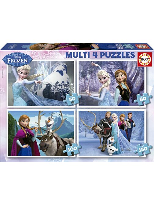 Educa Frozen Temalı 4'lü Çocuk Puzzle 50+80+100+150 Parça