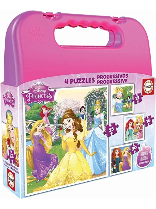 Educa 12+16+20+25 Parça Disney Prensesler Puzzle - Taşıma Çantalı