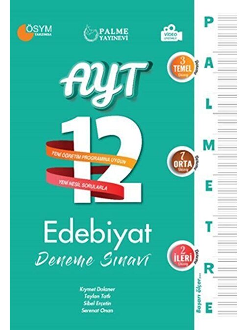 Palme Yayıncılık AYT Edebiyat Palmetre Serisi 12 Deneme Video Çözümlü Palme Yayınları