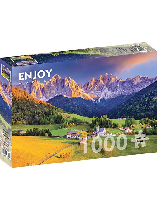 Enjoy Puzzle 1000 Parça İtalya Dolomit Dağlarında Kilise