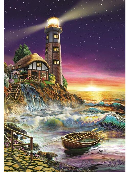 Art 500 Parça Deniz Fenerinden Günbatımı Puzzle 4210