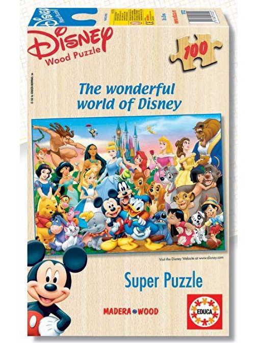 Educa 100 Parça Ahşap Puzzle Wonderful World Of Disney