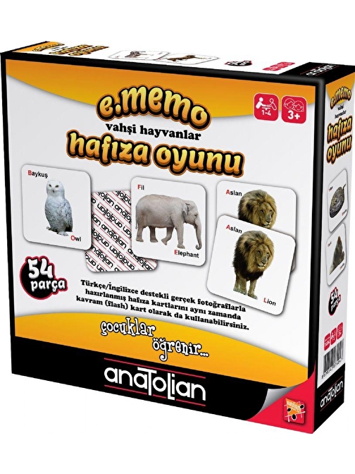 Anatolian Puzzle 7404 E.Memo Vahşi Hayvanlar Hafıza Oyunu