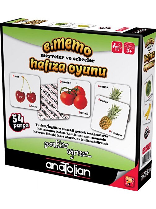 Anatolian Puzzle E.Memo Meyveler Ve Sebzeler Hafıza Oyunu