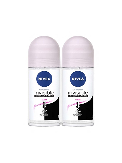 Nivea Invısıble Black&Whıte Clear Roll On Deodorant 50Ml Kadın 2'Li Avantaj Paketi