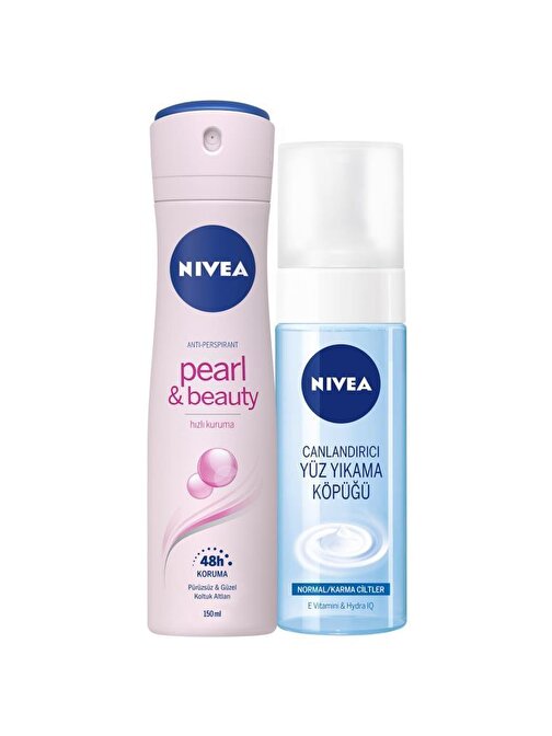 Nivea Pearl Beauty Kadın Sprey Deodorant150 Ml+Yüz Temizleme Köpüğü Normal Ve Karma Ciltler 150 Ml