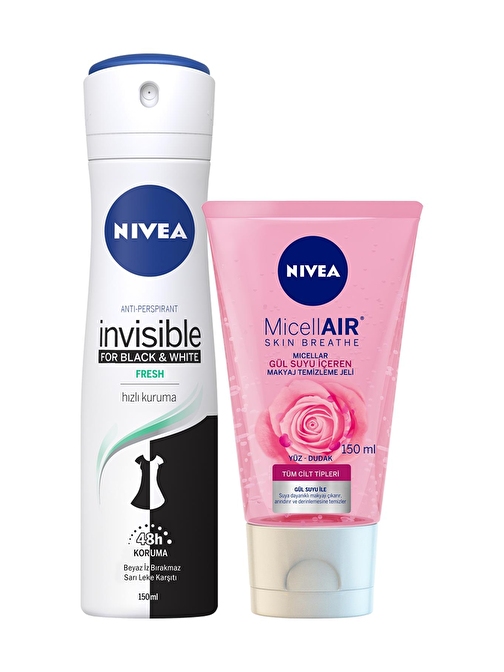 Nivea Yüz Bakım Rose Yüz Temızleme Jelı 150 Ml + Nivea B-W Fresh Kadın Sprey Deodorant 150 Ml