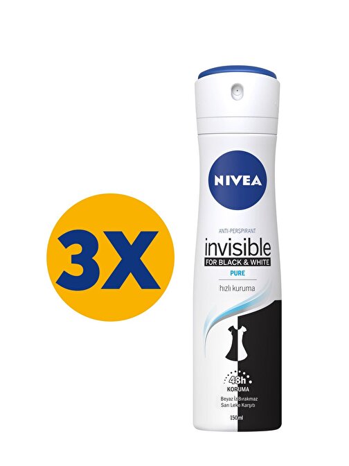 Nivea Invısıble Black-Whıte Pure Sprey Deodorant 3X150 Ml