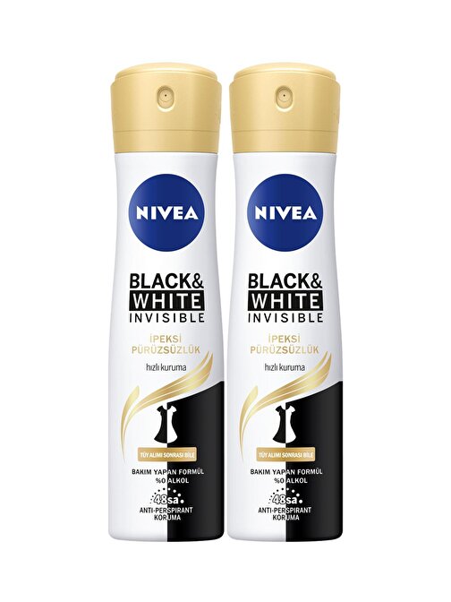 Nivea Black-White Invisible İpeksi Pürüzsüzlük 48Saat Koruma Kadın Sprey Deodorant 150 Ml x 3 Adet