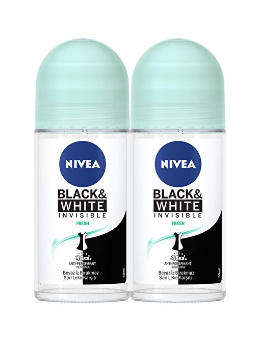 Nıvea Invisible Black & White Fresh Kadın Deodorant Roll-On 50 Ml 2'Li