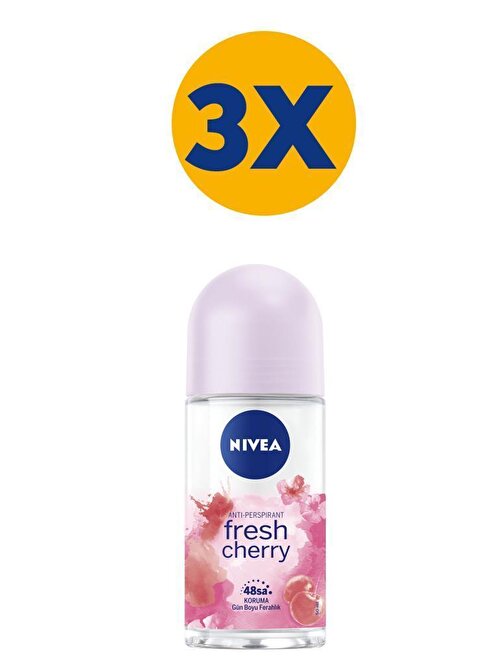 NIVEA Kadın Roll on Deodorant Fresh Cherry 48 Saat Koruma 50mlx3
