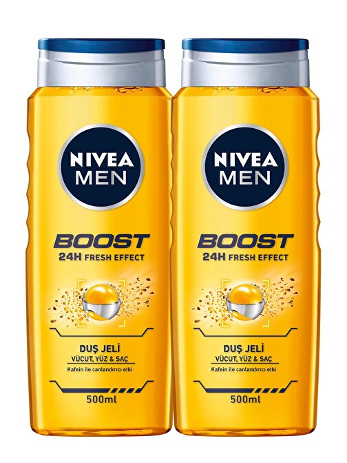 Nivea Men Boost Duş Jeli,Vücut,Yüz ve Saç 500mlx2