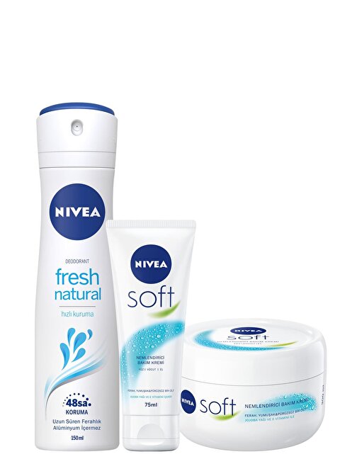 Nıvea Soft 300 Ml + Fresh Kadın Deodorant Sprey 150 Ml + Soft 75 Ml