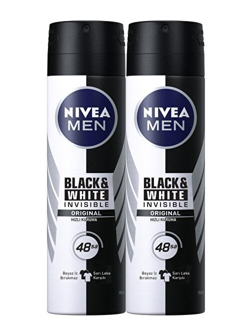 Nivea İnvisible Black & White Original Power Erkek Deodorant Sprey 150 ml x 2 Adet
