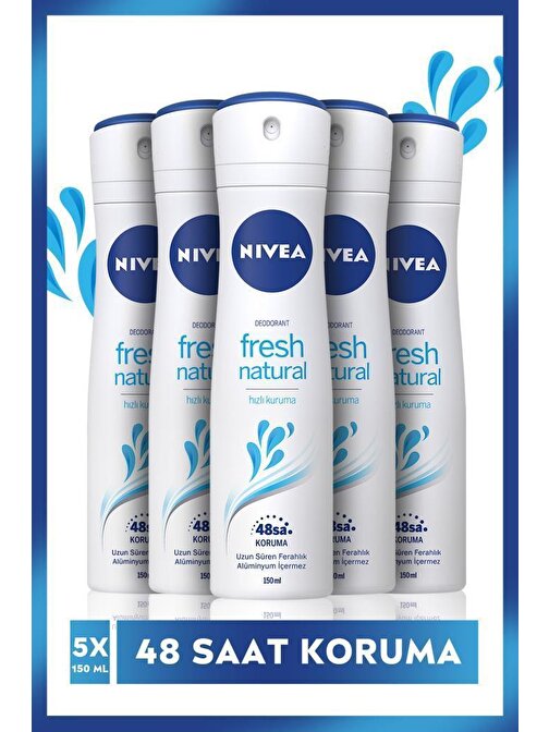 Nivea Fresh Natural 48 Saat Deodorant Koruması Kadın Sprey Deodorant 5X150 Ml