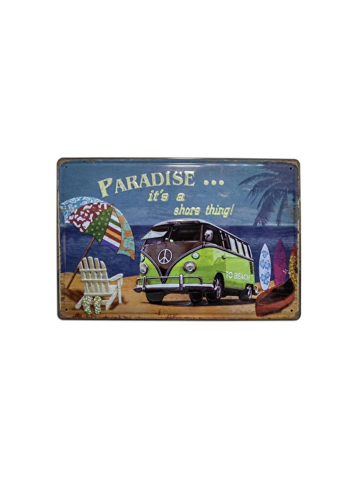 Cajuart Paradise Woswos Temalı 20X30 Cm Metal Plaka Metal Tablo