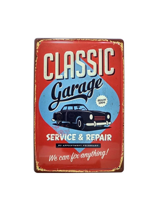 Cajuart Classic Garage Temalı 20X30 Cm Metal Plaka Metal Tablo